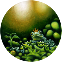 Froschkönig, 10 cm, Öl und Acryl auf Leinwand