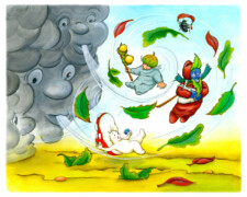 TrudePi Westpfeil, Eine herbstliche Weihnachtsgeschichte, Herr Blaubeert, Herr Eichel und Frau Pilz fliegen mit dem Wind