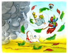 TrudePi Westpfeil, Eine herbstliche Weihnachtsgeschichte, Herr Blaubeert, Herr Eichel und Frau Pilz fliegen mit dem Wind