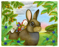 TrudePi Westpfeil, Eine herbstliche Weihnachtsgeschichte, Herr Blaubeert, Herr Eichel und Frau Pilz reiten auf dem Kaninchen